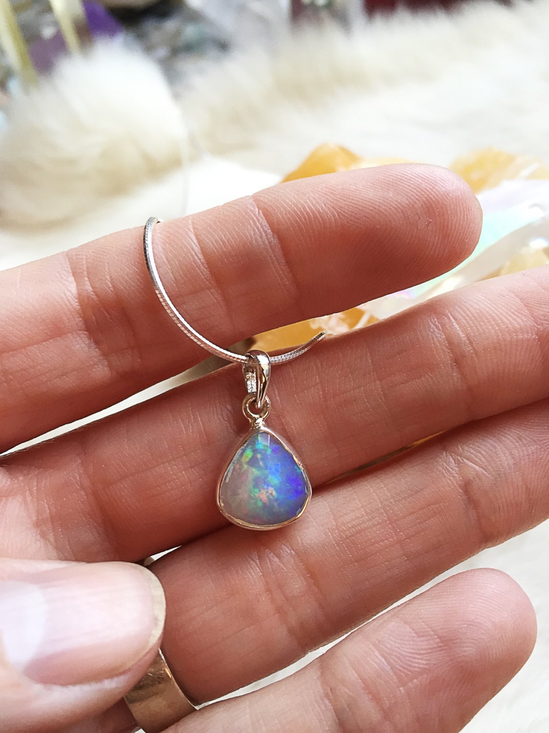 Opal Necklace by CrystalsOmChakras on Etsy