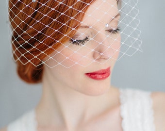 Wedding Fascinator Birdcage - "June-crystal"