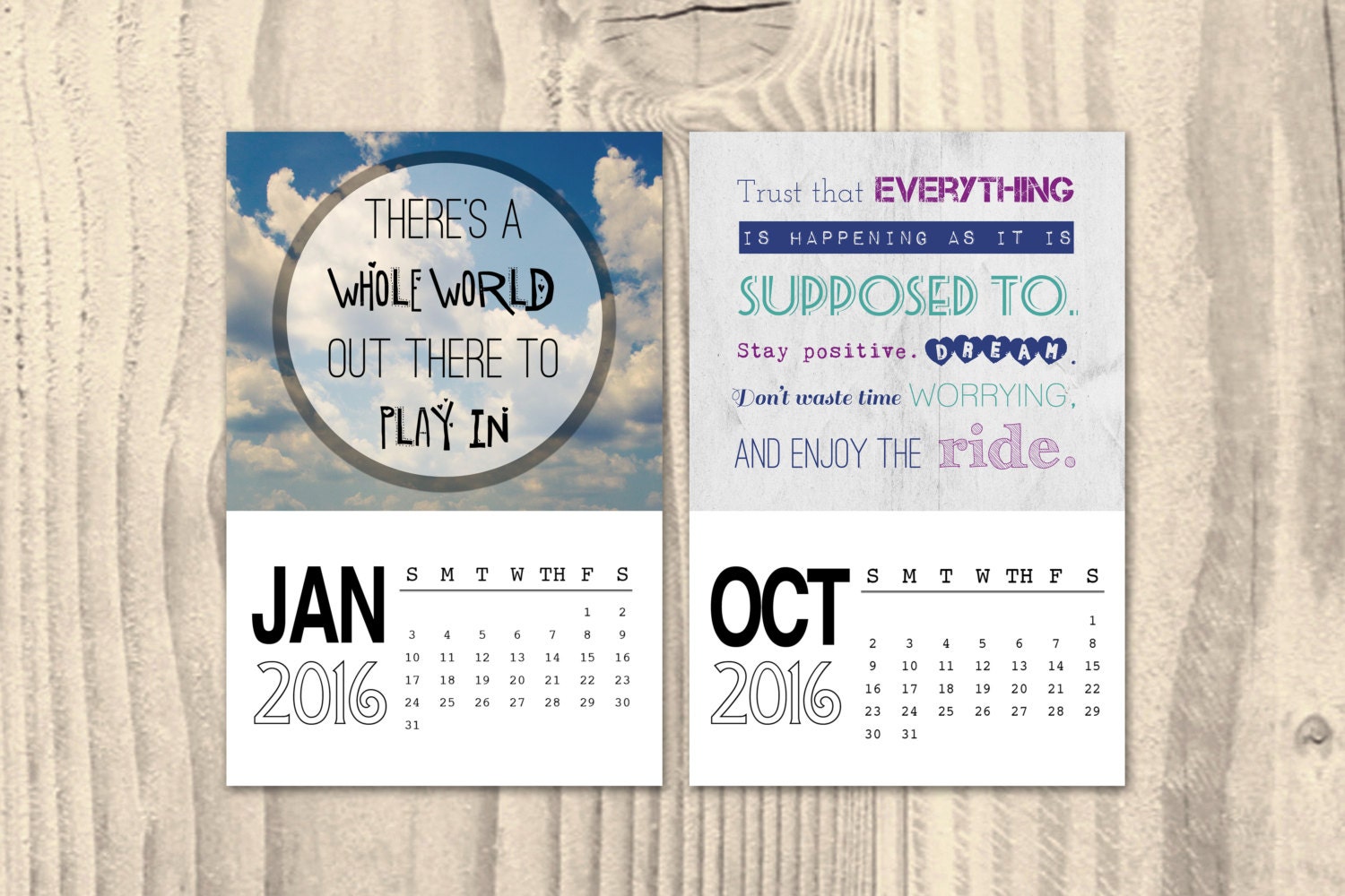 Inspirational calendar 4x6 desk calendar quotes by SparksOfLife