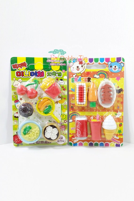 set kitchen erasers Kawaii BobbyTin Collectible Sets Food Eraser cute erasers by