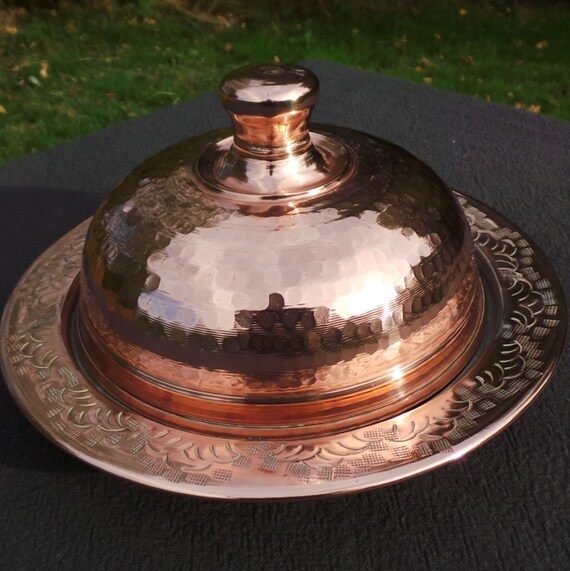 hammered copper butter dish