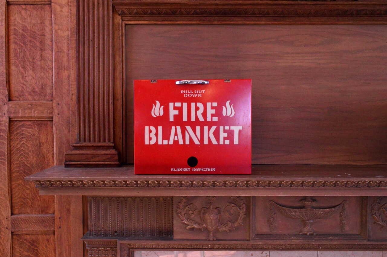 Vintage Fire Blanket Box Emergency Fire Blanket Wall Mounted