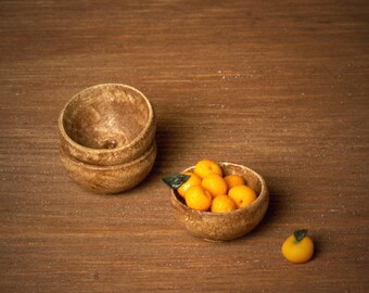 Miniature Wooden Bowl Chestnut for Your Dollhouse