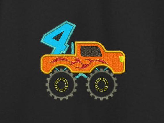 Monster Truck 4 Applique Machine Embroidery Design Truck