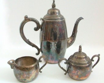 Silver Tea Set, Vintage Tea Set, Oneida Tea Set, Silver Plate Tea Set, Silver Tea Service, Silver Coffee Set, Oneida, Vintage Tea Service