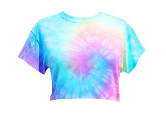 Tie Dye Crop Top - Tiedye cropped tshirt - Pastel Tie Dye - Pastel Rainbow - Hand Dyed - Unicorn colors - Festival