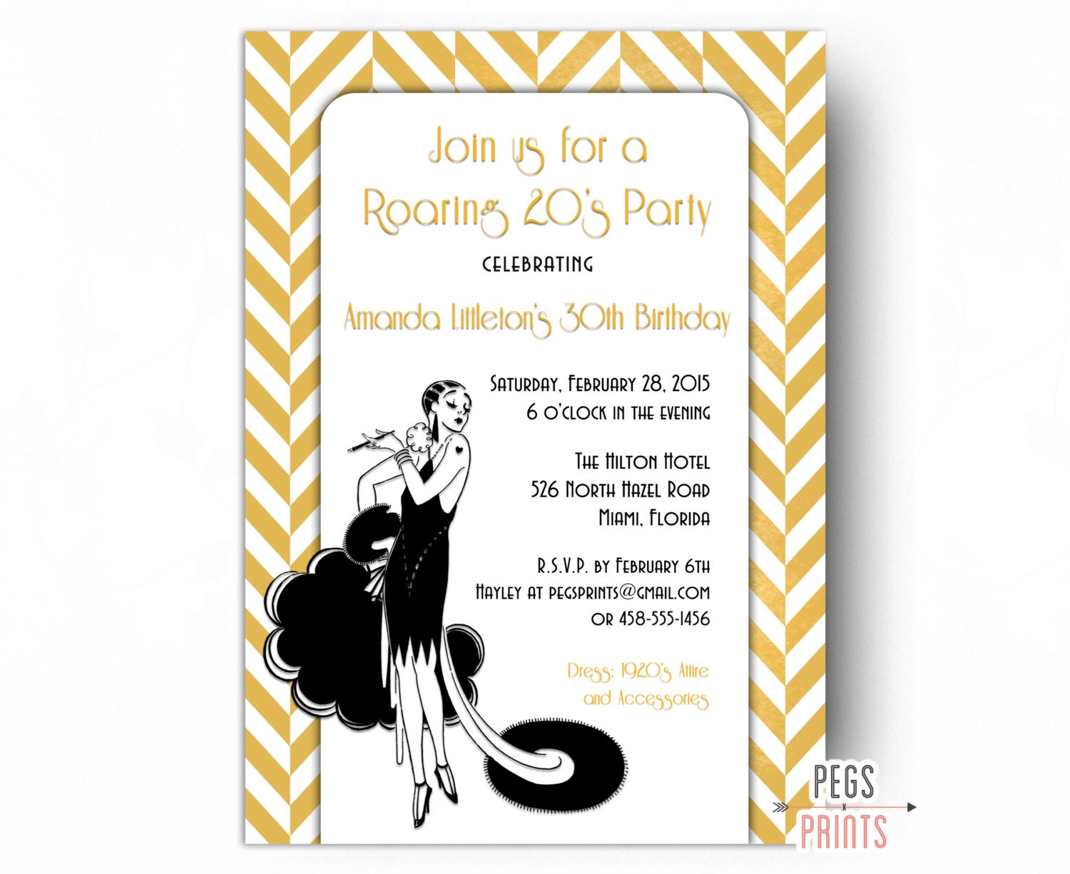 Roaring 20s Birthday Invitation Great Gatsby Birthday