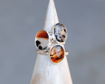 Montana Agate Ring - Sterling Silver Agate Ring - Montana Agate Jewelry