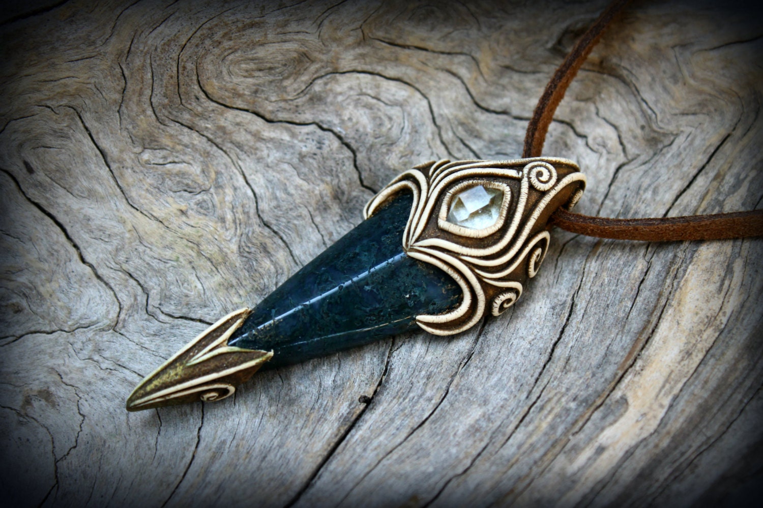 Arrowhead pendant African green Jade tribal by PeaceElements