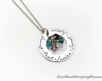 Hand Stamped Jewelry - Personalized Necklace- Hand Stamped Necklace- Mom Necklace - Mother Necklace - Grandma Necklace