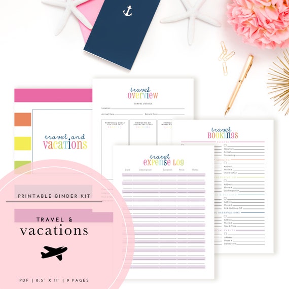 Vacations & Travel Binder Kit PDF A Printable PDF