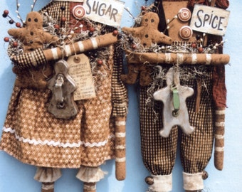 Primitive PATTERN Everything Nice Gingerbread Girl and Boy
