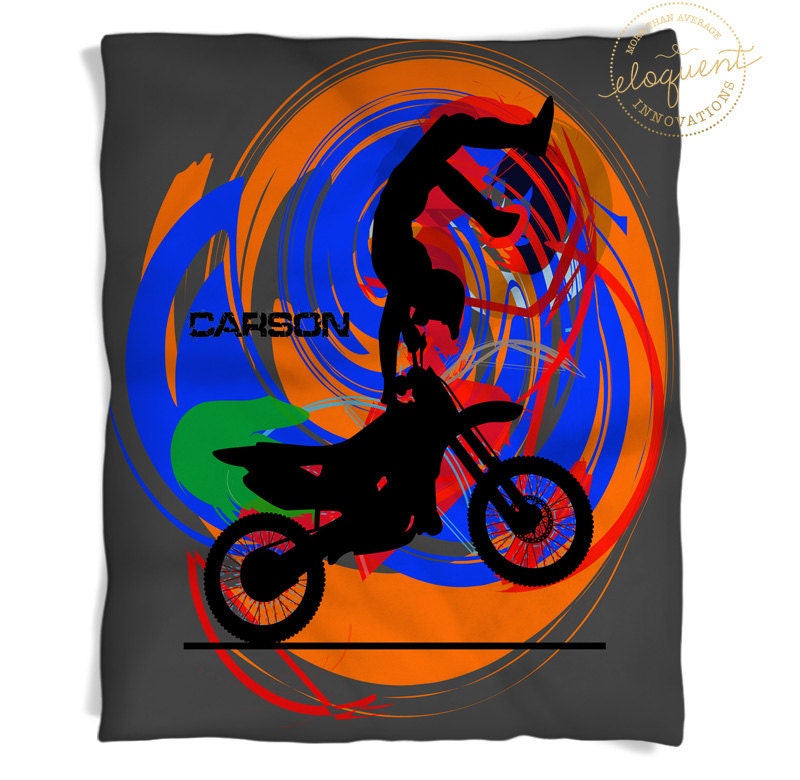 Dirt Bike Blankets Motocross Grey Orange Blue Green