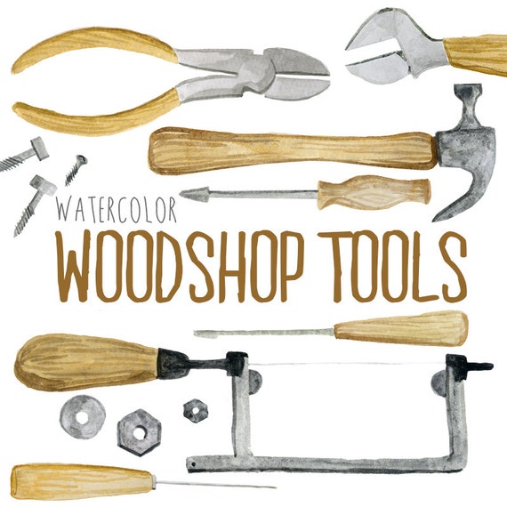 Watercolor Woodshop tools Shop tools woodworking clipart