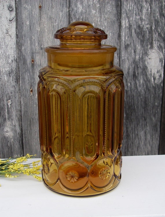 Vintage LE Smith Amber Glass Moon and by tnjsvintagetreasures