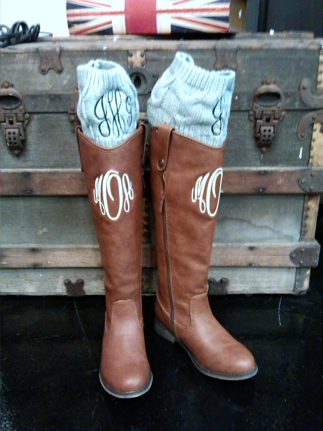monogram lace up boots