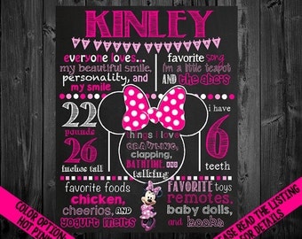 Minnie Mouse Birthday Chalkboard Poster DIGITAL FILE