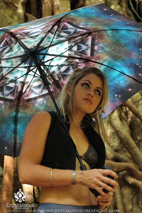 MERKASTAR Crystalotus print Umbrella, shade umbrella, wedding umbrella, galaxy umbrella, festival umbrella, parasol, beach umbrella, merkaba