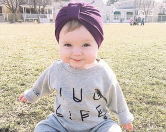 Eggplant baby turban hat, baby turban, newborn hat, turbans for tots,