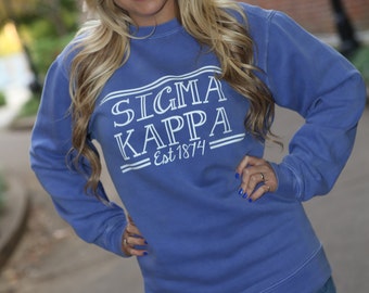 Sigma Kappa Comfort Color Crewneck Sweatshirt - Sigma Kappa Letter Shirt - Comfort Color Oversized Shirt