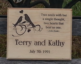 5th Anniversary Gift For Her Or Valentines Day Gift For Him. Personalized Carved Sign Anniversary custom sign 10x8 LS1