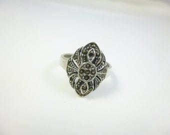 Marcasite Ring, Sterling Silver, Art Deco Ring, Vintage