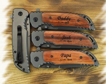 Engraved Pocket Knife ( Set of 4 ) Boy scout Knife , Monogram Engraving ,Groomsman Gift ,Camping Knife - Hunting Knife