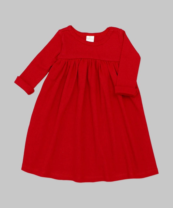 Articles similaires à Bébé fille robe rouge, robe de coton Rib bébé