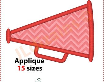 Megaphone Applique Design. Megaphone embroidery design. Cheer leading megaphone. Applique megaphone. Megaphone. Machine embroidery design