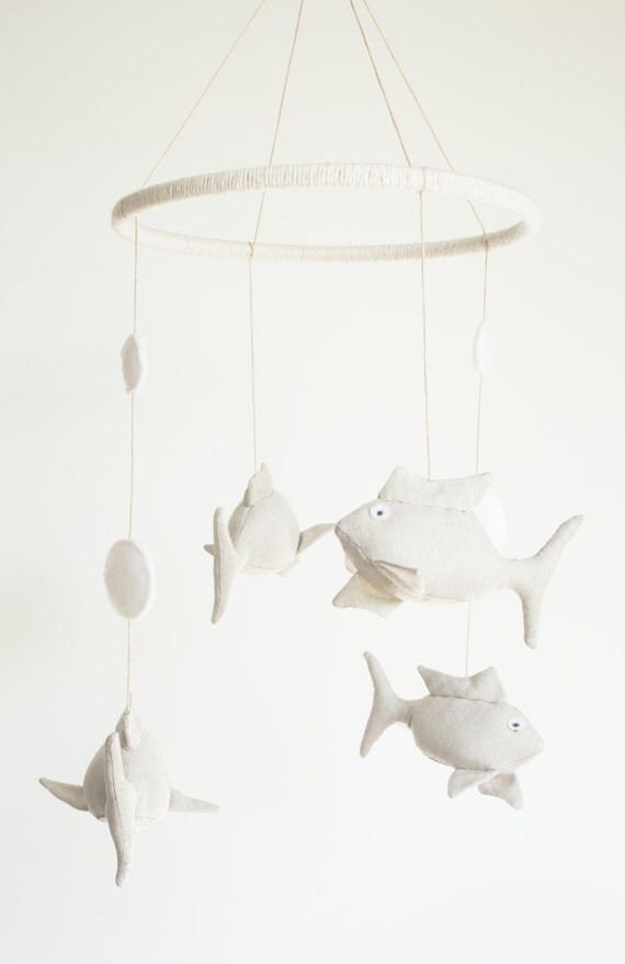 Fish Crib Mobile Baby Mobile Fish Linen Baby Mobile by Lapintrou