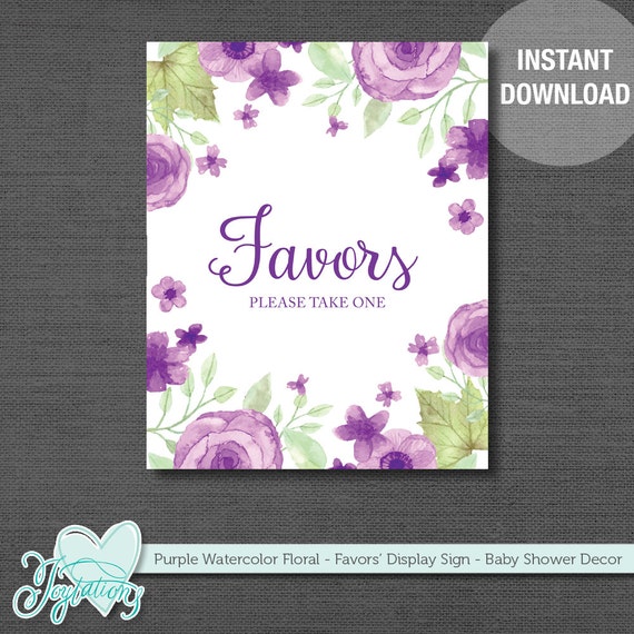 Download Favors Please Take One Sign Favor Sign Purple Watercolor