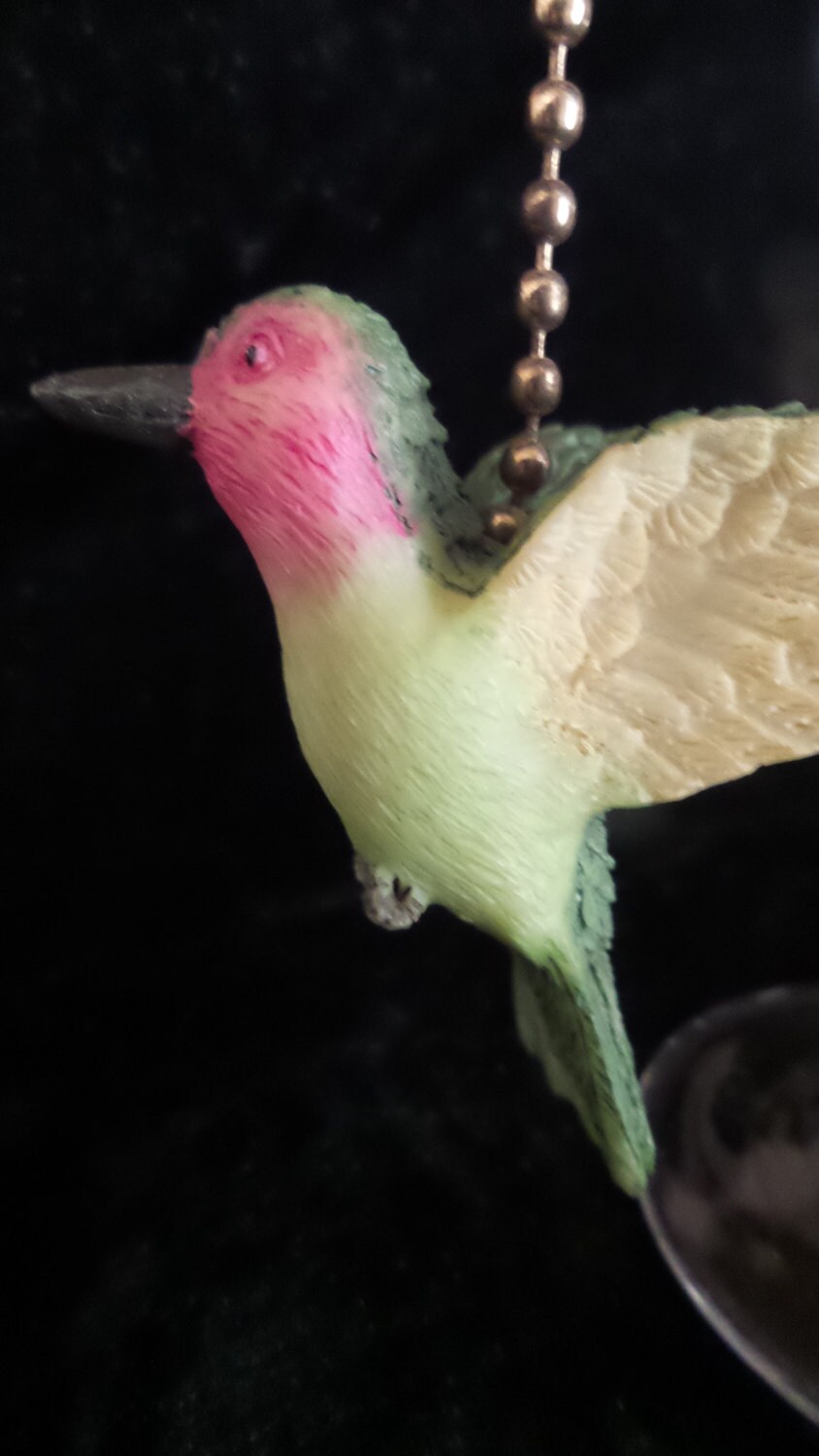 Ruby Red Throat Hummingbird Ceiling Fan Finial Pull