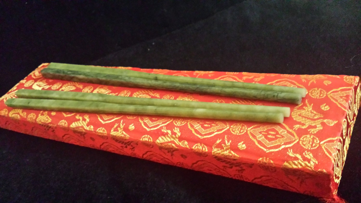 Set of Two Vintage Jade Chopsticks
