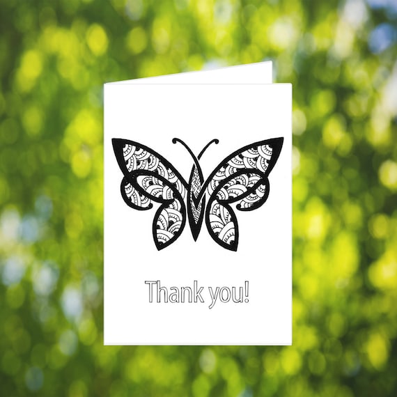 Items similar to Butterfly Thank You Card: Printable Thank You Card ...