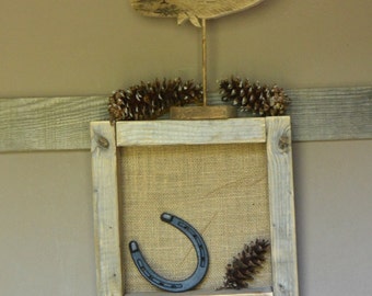 Rustic wall shelf, square box shelf, cube shadow box, cube shelf, shadow box shelf, burlap decor, rustic cabin decor,rustic wood shadow box