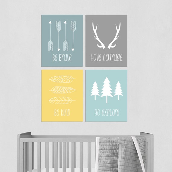 Woodland Nursery Wall Art Nursery Decor Tribal Nursery