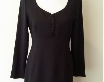Laura Ashley dress, M, black wool dress, classic black dress, black 70's dress, 70's Laura Ashley, black dress, black formal dress