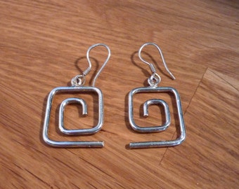Vintage Art Deco Silver Spiral Earrings