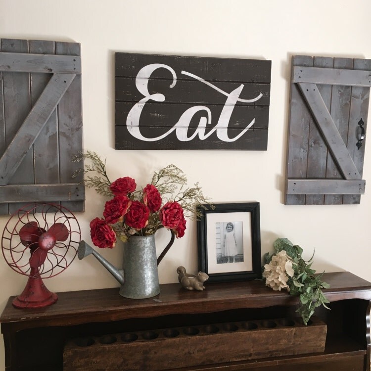 EAT SIGN 24 x 14 wooden eat sign modern by ElevenOwlsStudio