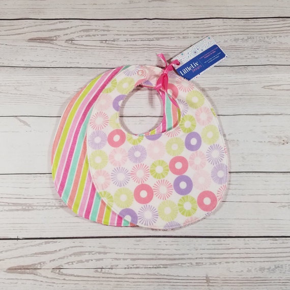Items similar to Set of Baby Bibs Set of 2 Bibs Pink Bibs Set of