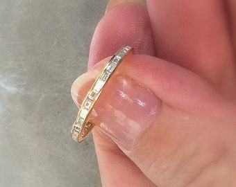 Half Eternity Baguette Diamond Ring 18k 0.50 ctw G VS . Invisible Channel Setting . Wedding Band . Solid Yellow Rose White Gold . Polamai