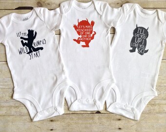 Where the Wild Things Are Baby - Wild Things Baby - Baby Shower Gift Set - New Baby Gift - Wild Rumpus Bodysuit - I'll Eat You Up - Set of