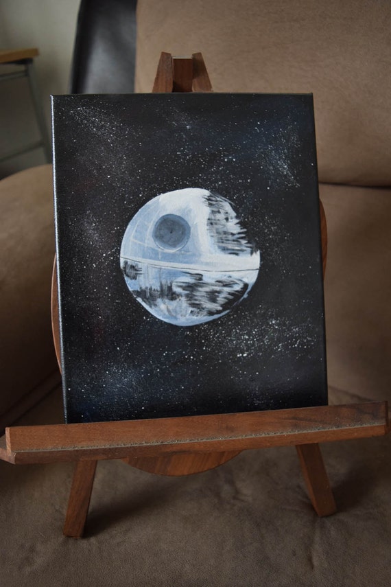 Death Star Original Acrylic Canvas Painting 10x8 inches