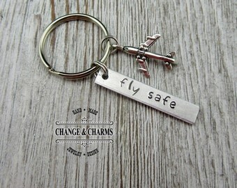 Fly Safe Keychain, Pilot Gift, Airplane Keychain, Airplane, Traveling Keychain, Fly Safe, Keychain, Gift for Flight Attendant, Travel
