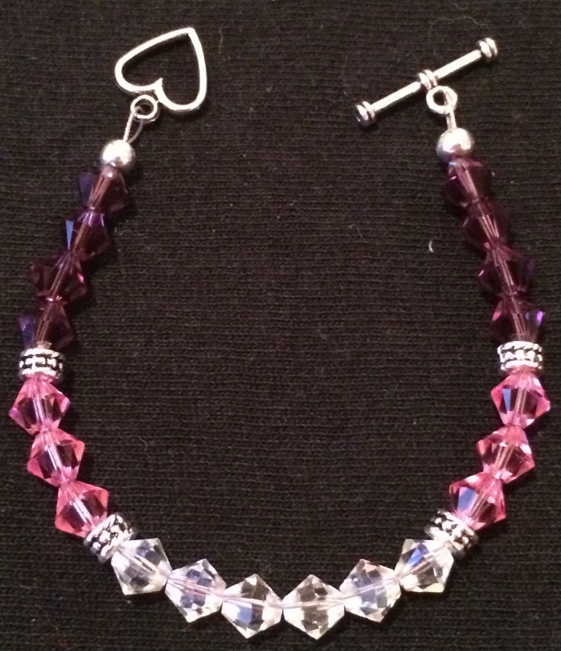 Crystal Bead Bracelet Pink Purple and by ForeverSunshineGoods