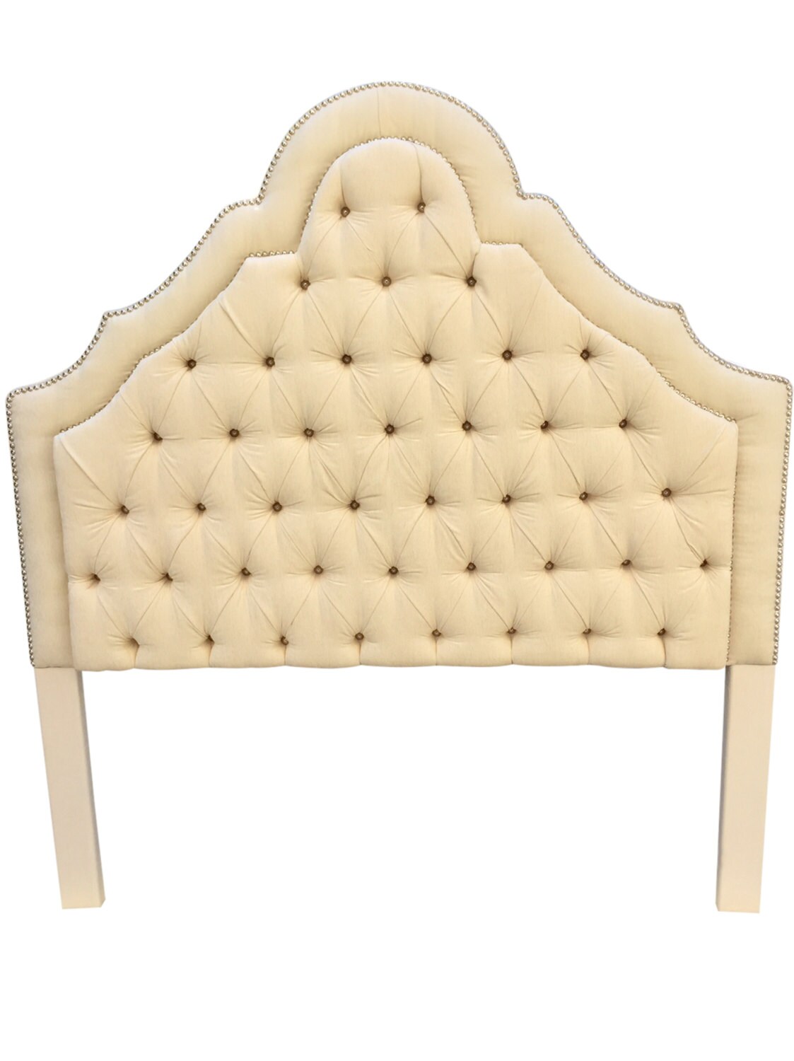 Ivory Cream Upholstered Headboard QUEEN Size Off White Tufted