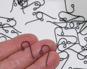 Hypoallergenic Niobium Black Ear Wires, 2+ Prs., TierraCast, 20 Gauge (0.8mm), Charcoal Toned Hypo Allergenic Ear Hooks
