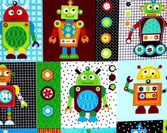 Robots Fabric, boys fabric, kids fabric, 100% cotton for Quilting, arts, crafts and all sewing projects.