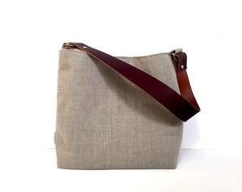 Natural Linen Hobo Bag Small - Linen Purse