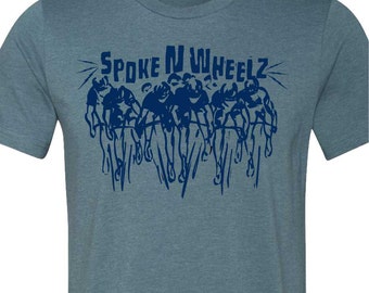 Bicycle T-Shirt-THE PELOTON-Road Bicycle T-Shirt, Heather Blue,Bike Gift,Gift for Cyclists,Road Bike t-shirt, Men's cycling tee